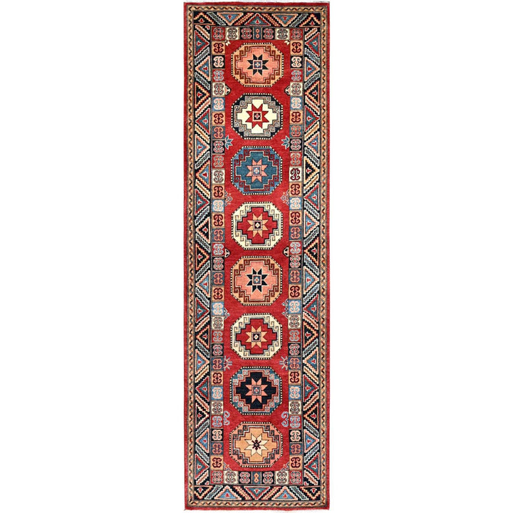 2'8" x 9'9" New Hand Knotted Red Wool Runner Oriental Rug - MOA10286449