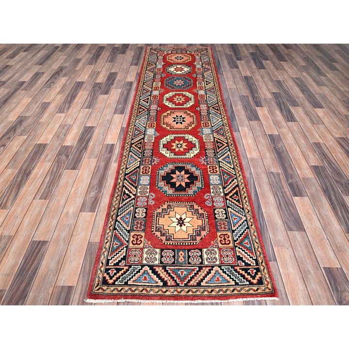 2'8" x 9'9" New Hand Knotted Red Wool Runner Oriental Rug - MOA10286449