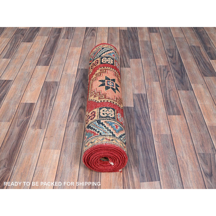 2'8" x 9'9" New Hand Knotted Red Wool Runner Oriental Rug - MOA10286449