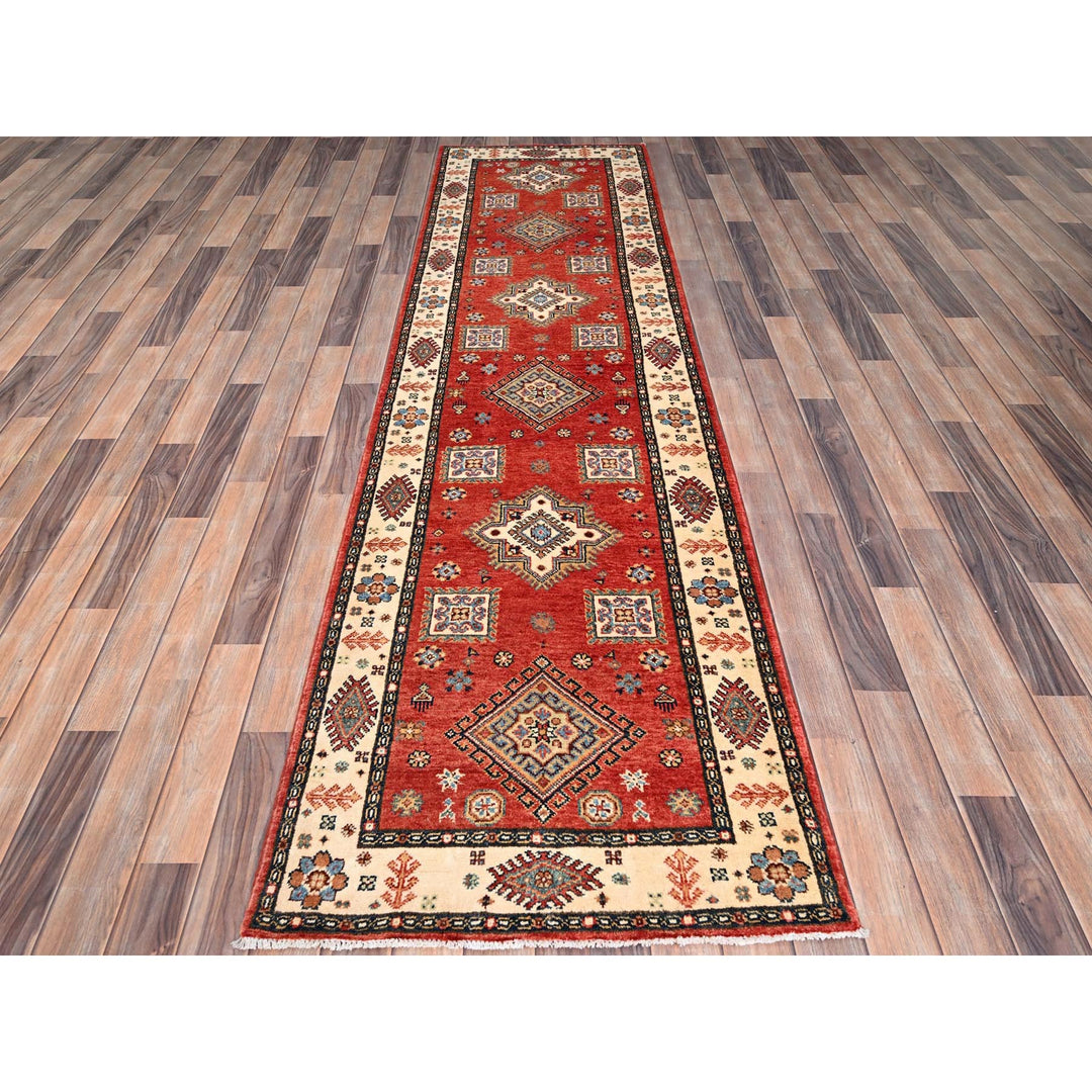 2'8" x 9'6" New Hand Knotted Red Wool Runner Oriental Rug - MOA10286450