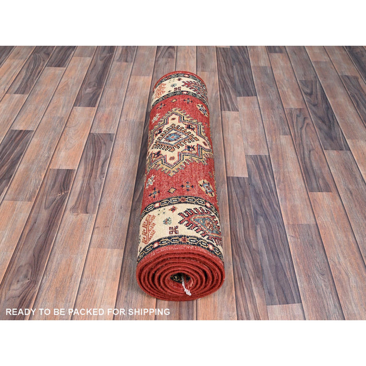 2'8" x 9'6" New Hand Knotted Red Wool Runner Oriental Rug - MOA10286450