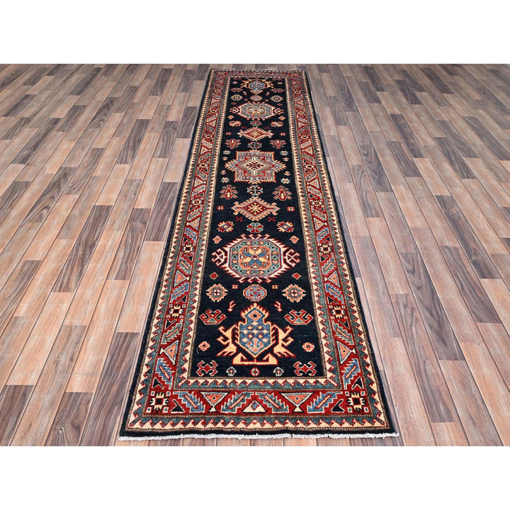 2'7" x 10'1" New Hand Knotted Blue Wool Runner Oriental Rug - MOA10286451