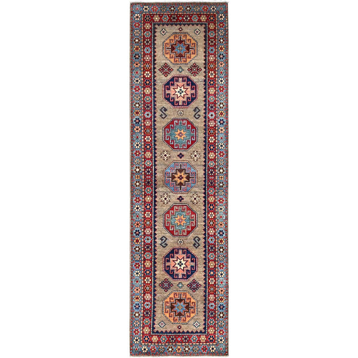 2'7" x 9'8" New Hand Knotted Beige Wool Runner Oriental Rug - MOA10286460