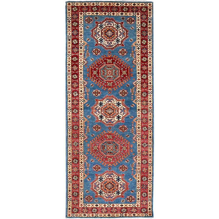 2'8" x 7'10" New Hand Knotted Blue Wool Runner Oriental Rug - MOA10286461