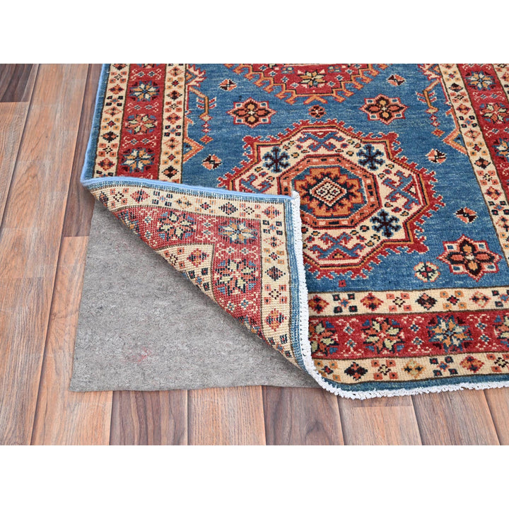 2'8" x 7'10" New Hand Knotted Blue Wool Runner Oriental Rug - MOA10286461