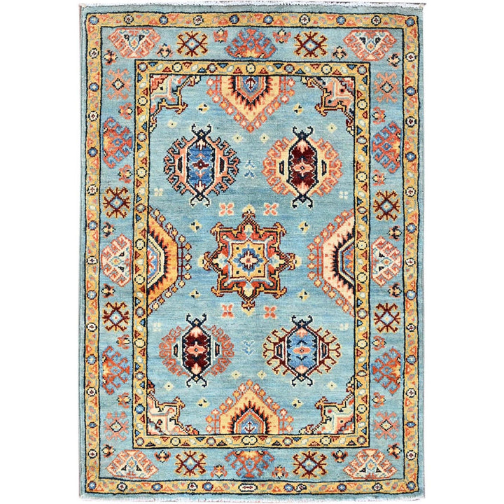 2'8" x 3'11" New Hand Knotted Blue Wool Rectangle Oriental Rug - MOA10286462