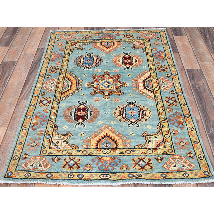 2'8" x 3'11" New Hand Knotted Blue Wool Rectangle Oriental Rug - MOA10286462