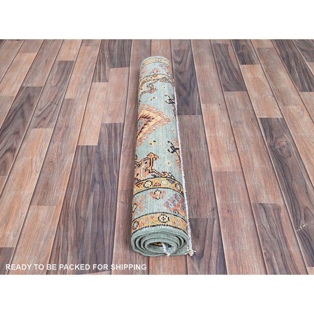 2'8" x 3'11" New Hand Knotted Blue Wool Rectangle Oriental Rug - MOA10286462