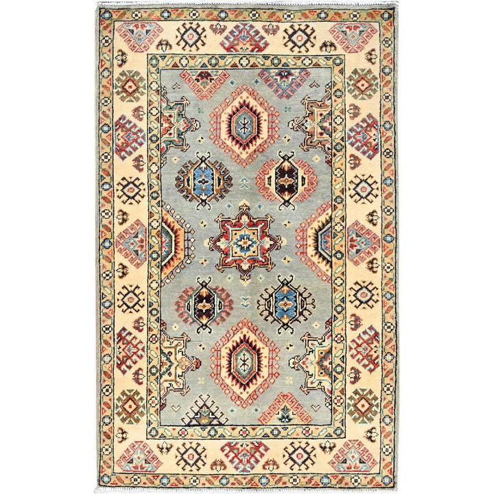 2'10" x 4'7" New Hand Knotted Grey Wool Rectangle Oriental Rug - MOA10286466