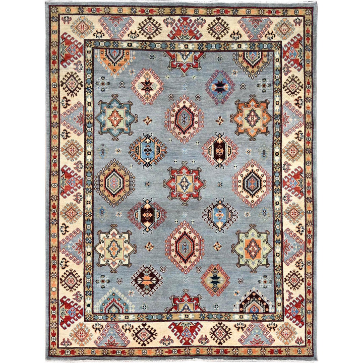 5'7" x 7'5" New Hand Knotted Grey Wool Rectangle Oriental Rug - MOA10286470