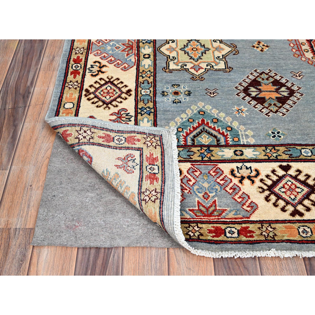 5'7" x 7'5" New Hand Knotted Grey Wool Rectangle Oriental Rug - MOA10286470