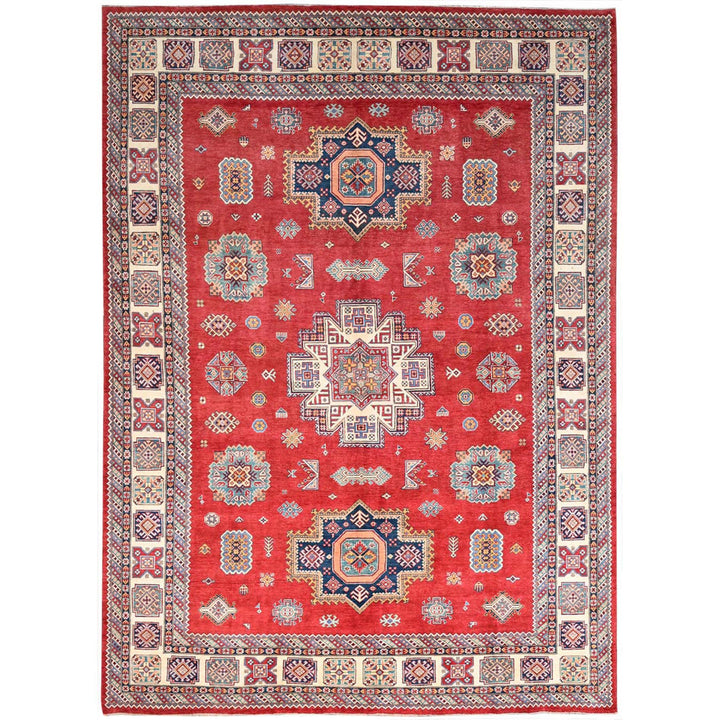 9'9" x 13'8" New Hand Knotted Red Wool Rectangle Oriental Rug - MOA10286471