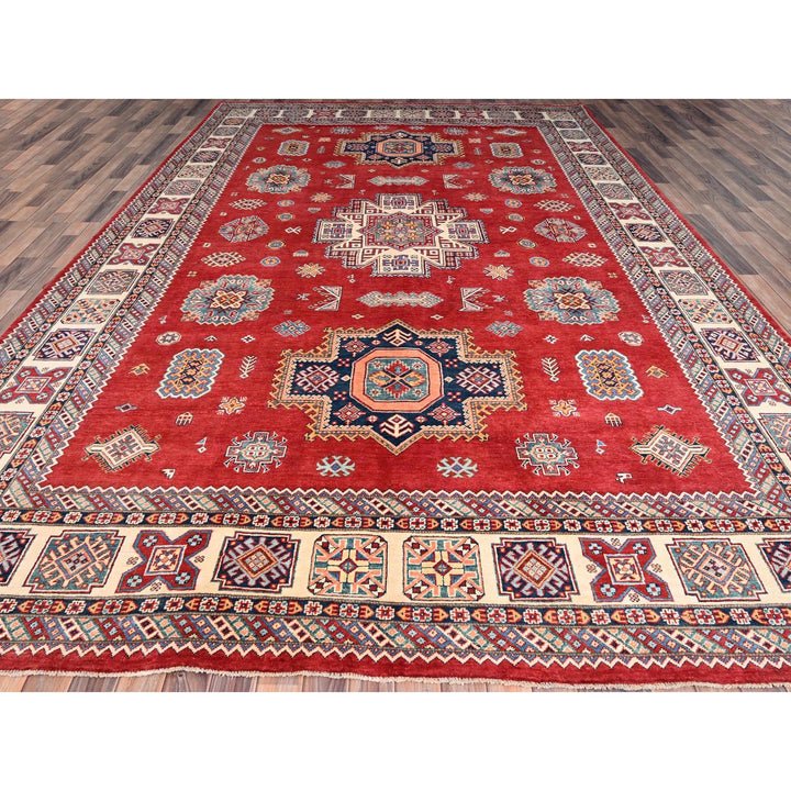 9'9" x 13'8" New Hand Knotted Red Wool Rectangle Oriental Rug - MOA10286471