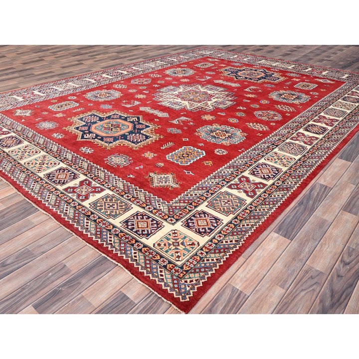 9'9" x 13'8" New Hand Knotted Red Wool Rectangle Oriental Rug - MOA10286471