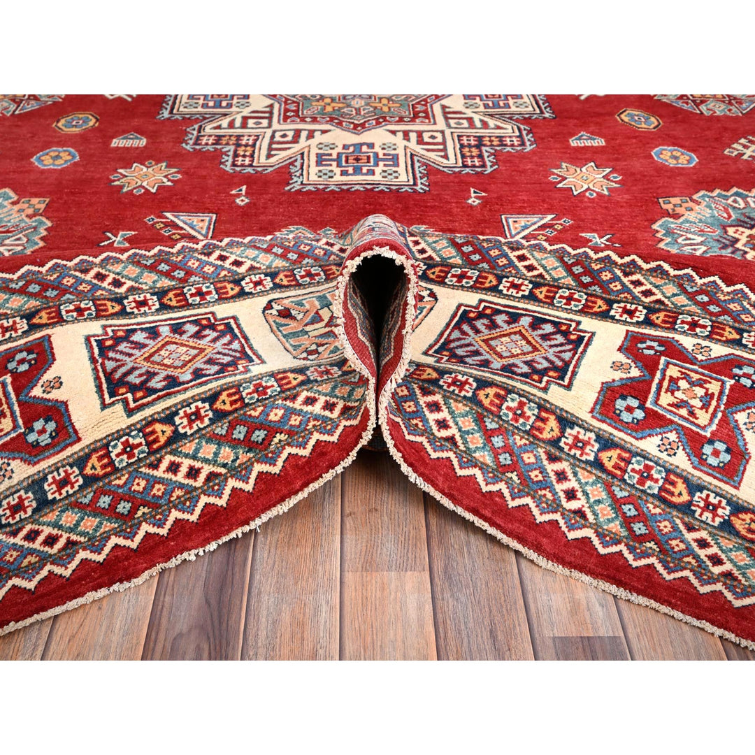 9'9" x 13'8" New Hand Knotted Red Wool Rectangle Oriental Rug - MOA10286471