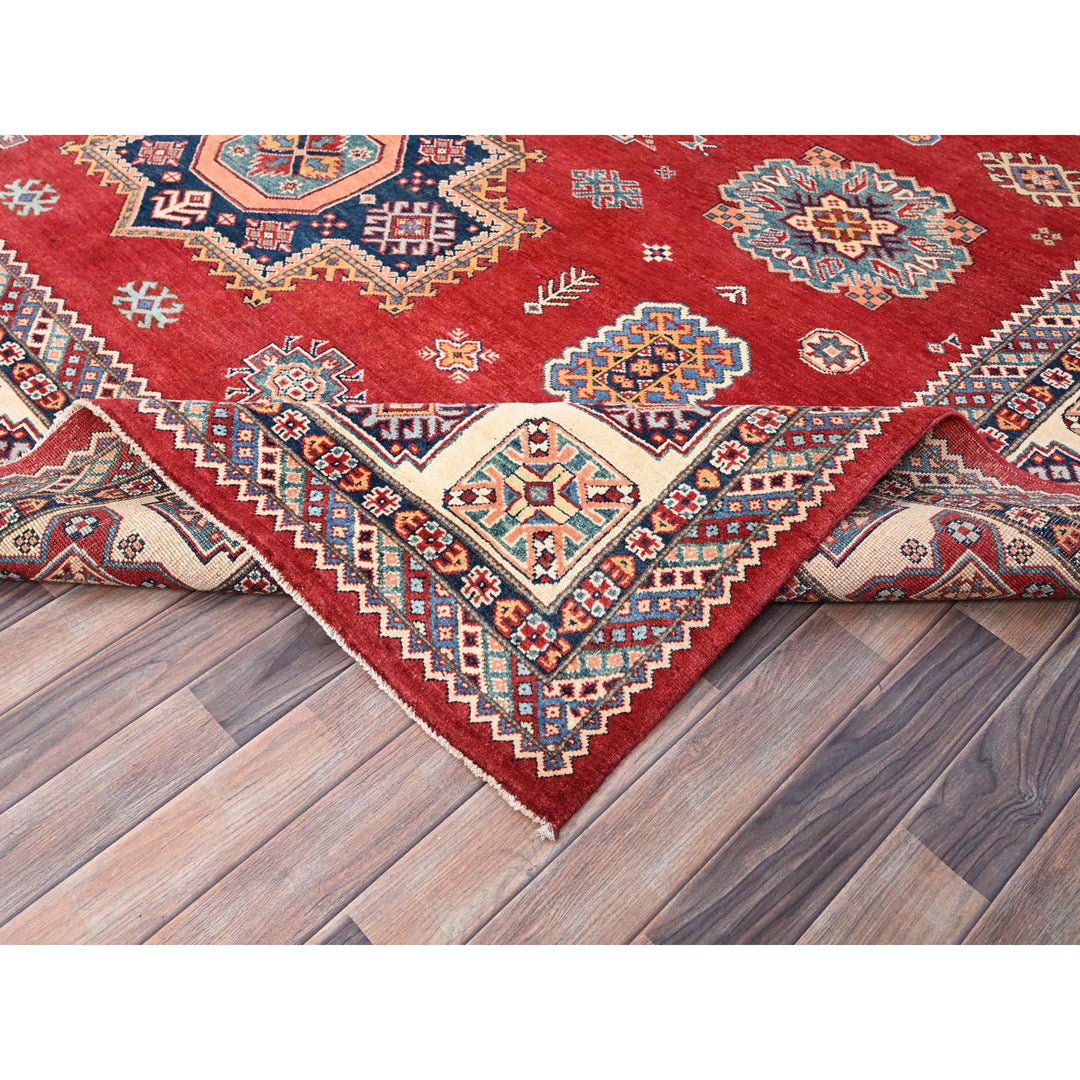 9'9" x 13'8" New Hand Knotted Red Wool Rectangle Oriental Rug - MOA10286471