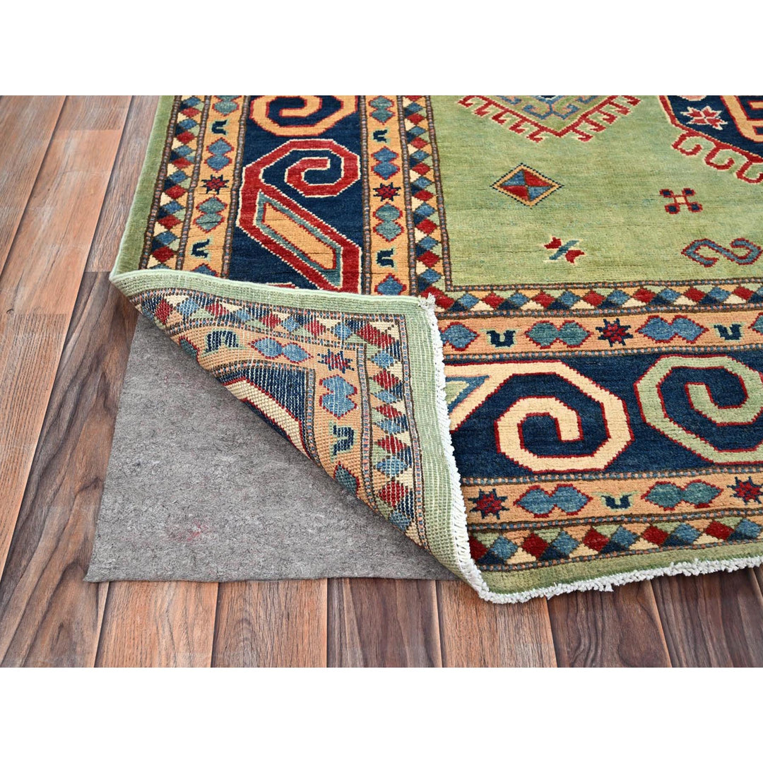 8'1" x 9'6" New Hand Knotted Green Wool Rectangle Oriental Rug - MOA10286472