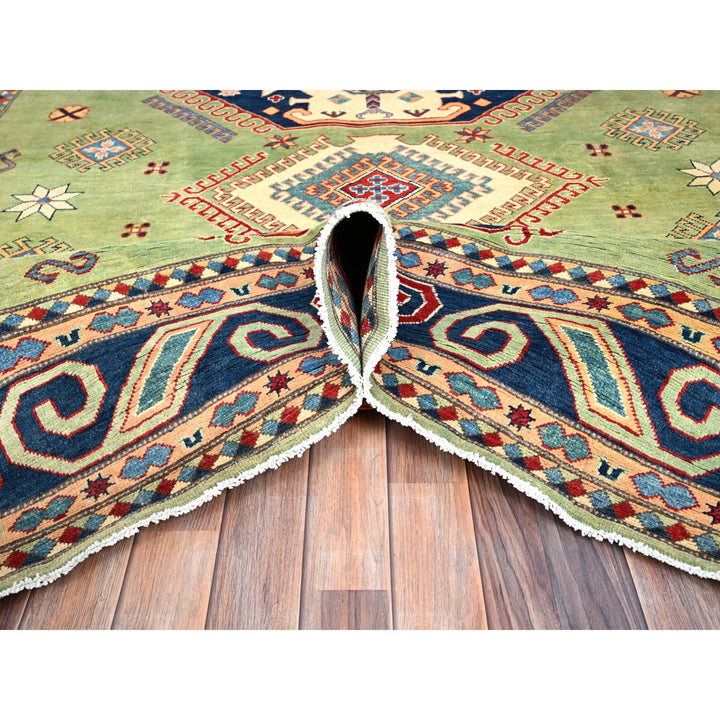 8'1" x 9'6" New Hand Knotted Green Wool Rectangle Oriental Rug - MOA10286472