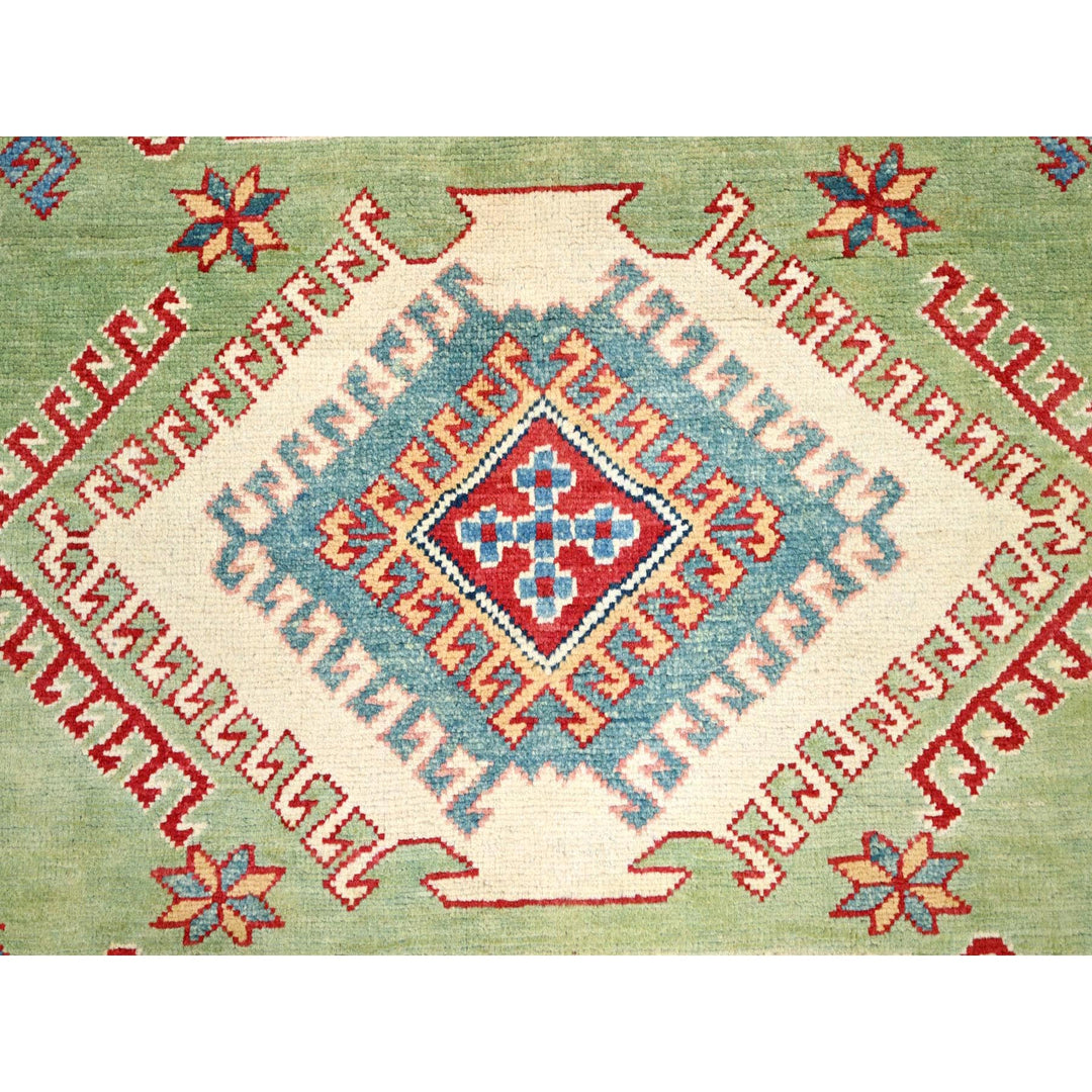 8'1" x 9'6" New Hand Knotted Green Wool Rectangle Oriental Rug - MOA10286472