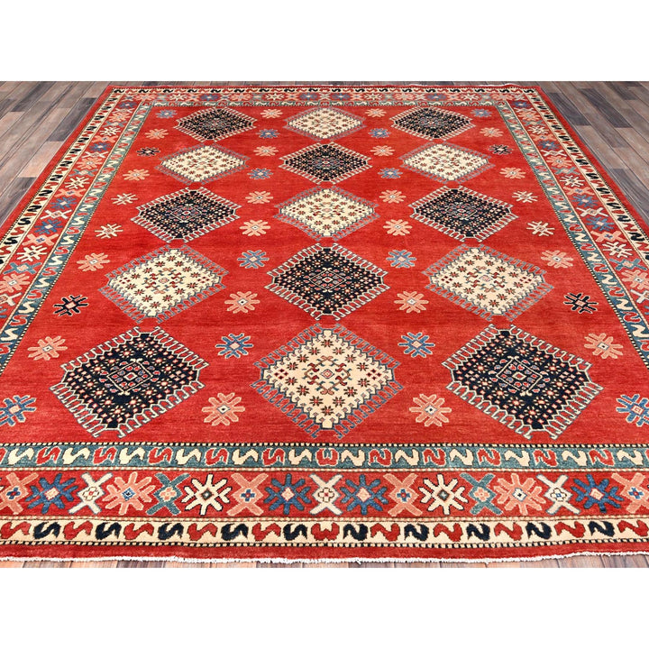 8'1" x 9'9" New Hand Knotted Red Wool Rectangle Oriental Rug - MOA10286478