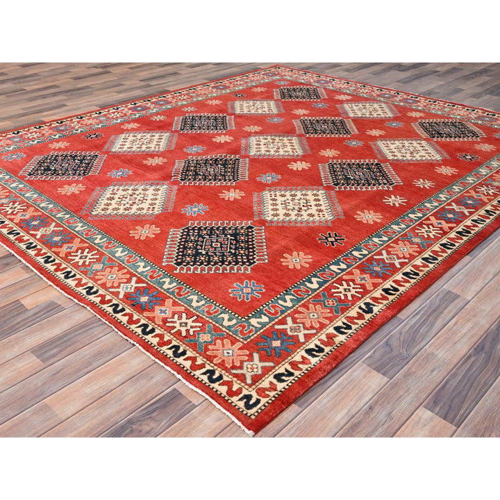 8'1" x 9'9" New Hand Knotted Red Wool Rectangle Oriental Rug - MOA10286478