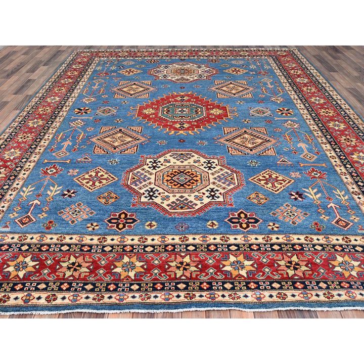9'2" x 11'4" New Hand Knotted Blue Wool Rectangle Oriental Rug - MOA10286480