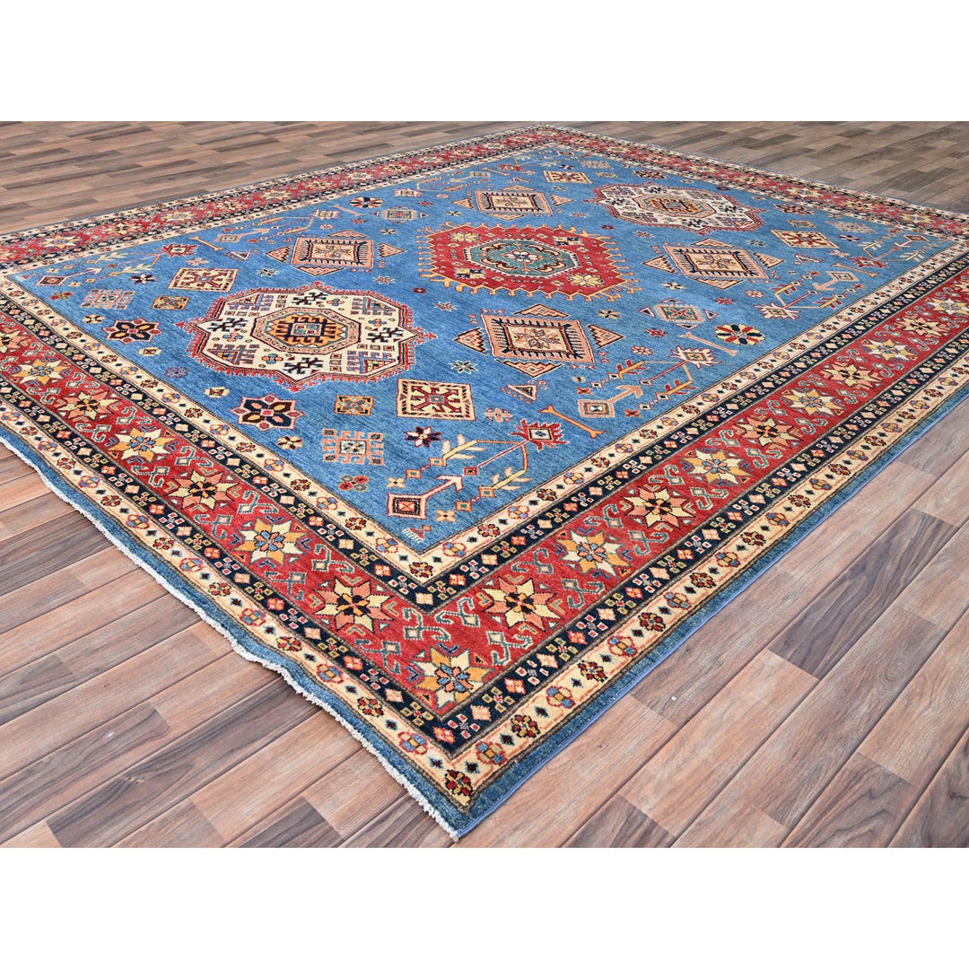 9'2" x 11'4" New Hand Knotted Blue Wool Rectangle Oriental Rug - MOA10286480