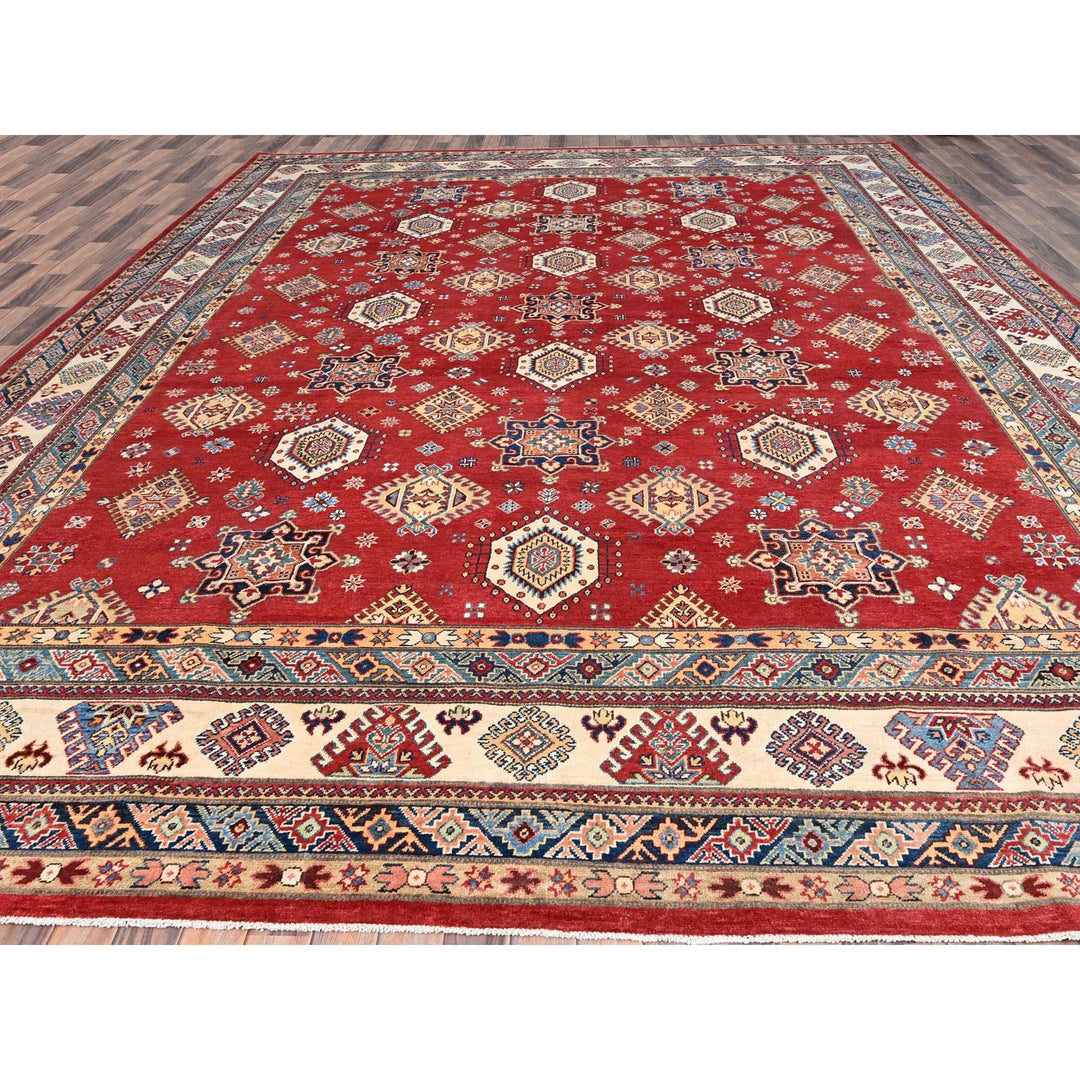 12'0" x 15'9" New Hand Knotted Red Wool Rectangle Oriental Rug - MOA10286484