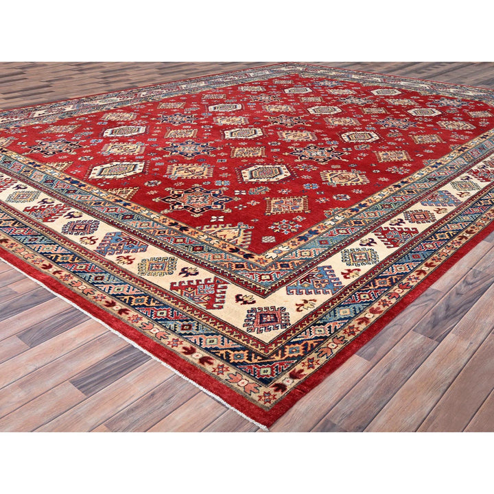 12'0" x 15'9" New Hand Knotted Red Wool Rectangle Oriental Rug - MOA10286484