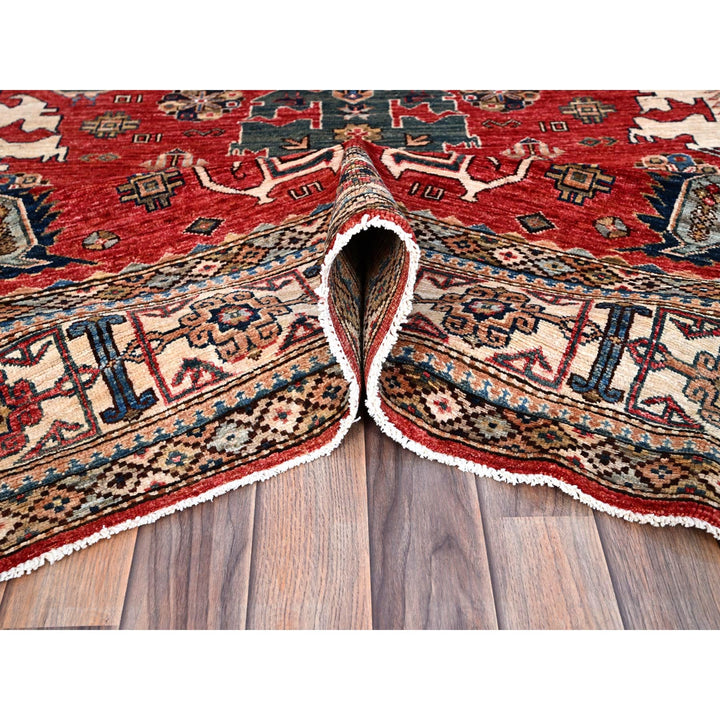 8'2" x 10'3" New Hand Knotted Red Wool Rectangle Oriental Rug - MOA10286543