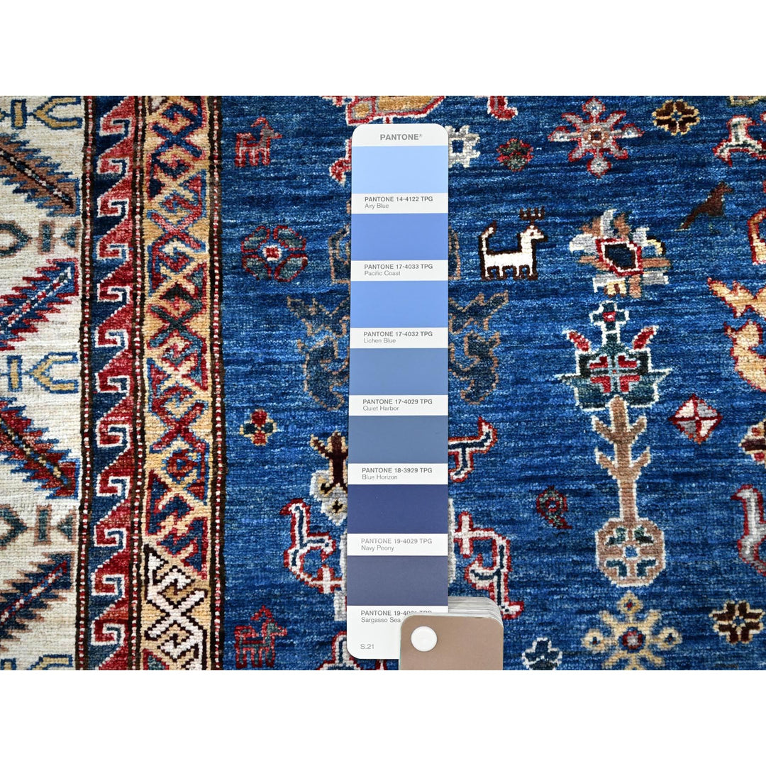5'10" x 8'9" New Hand Knotted Blue Wool Rectangle Oriental Rug - MOA10286564