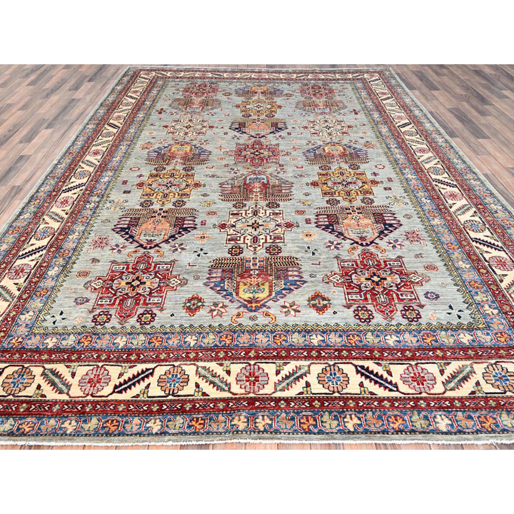 8'8" x 12'2" New Hand Knotted Grey Wool Rectangle Oriental Rug - MOA10286712