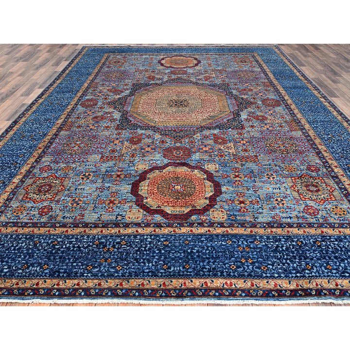 9'10" x 13'8" New Hand Knotted Blue Wool Rectangle Oriental Rug - MOA10286760
