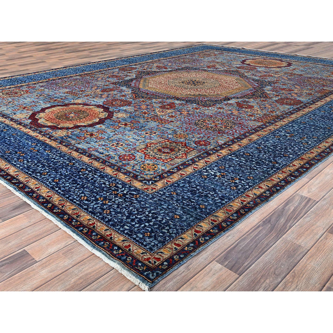 9'10" x 13'8" New Hand Knotted Blue Wool Rectangle Oriental Rug - MOA10286760