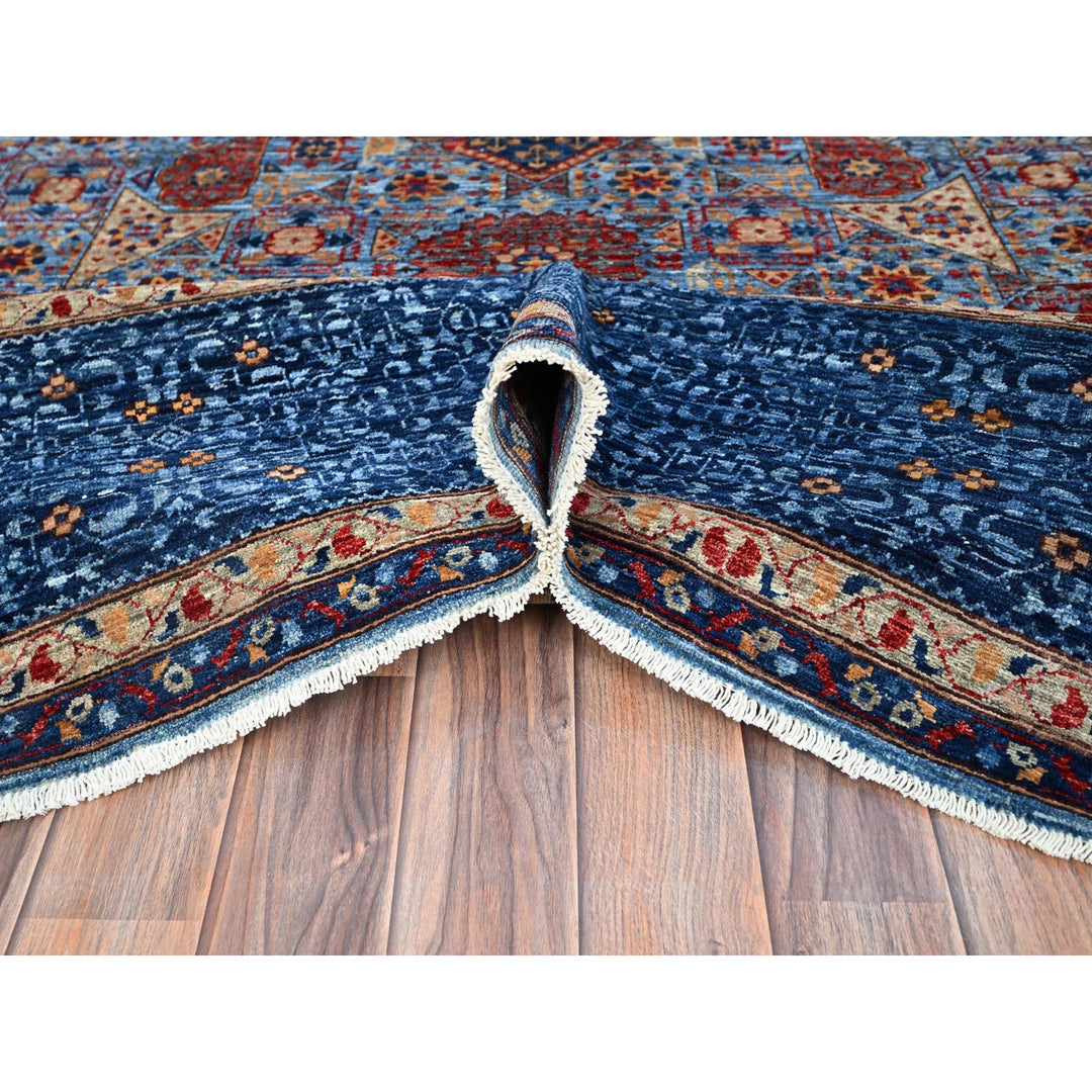 9'10" x 13'8" New Hand Knotted Blue Wool Rectangle Oriental Rug - MOA10286760
