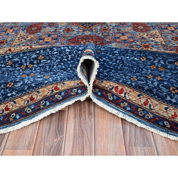 9'10" x 13'8" New Hand Knotted Blue Wool Rectangle Oriental Rug - MOA10286760