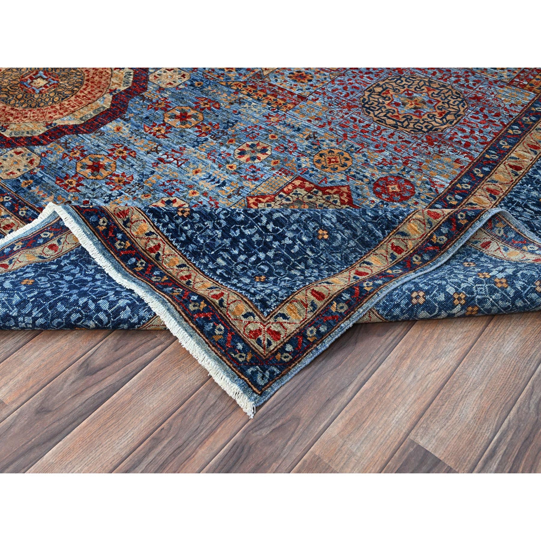9'10" x 13'8" New Hand Knotted Blue Wool Rectangle Oriental Rug - MOA10286760