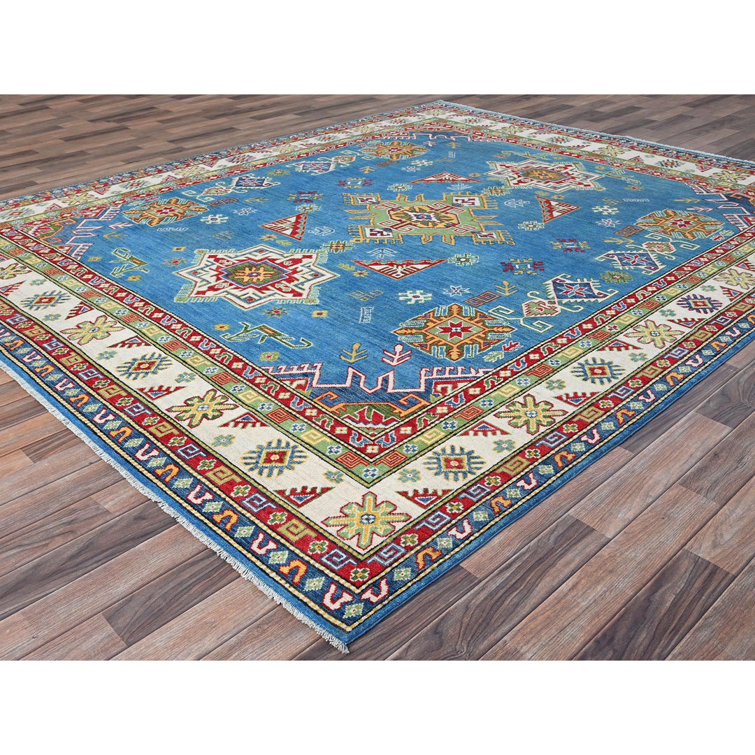 8'3" x 9'8" New Hand Knotted Blue Wool Rectangle Oriental Rug - MOA10286793