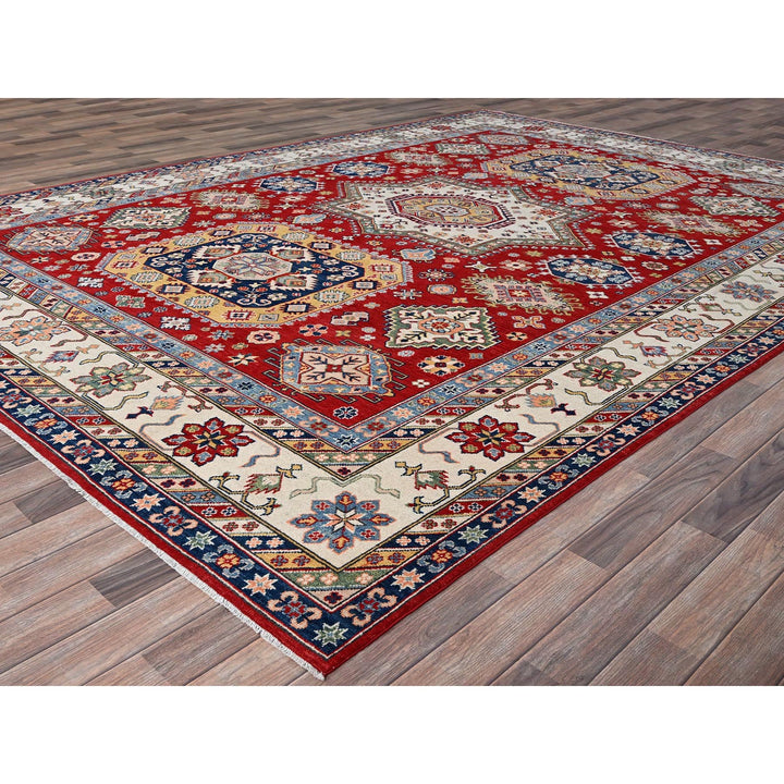 9'0" x 12'5" New Hand Knotted Red Wool Rectangle Oriental Rug - MOA10286799
