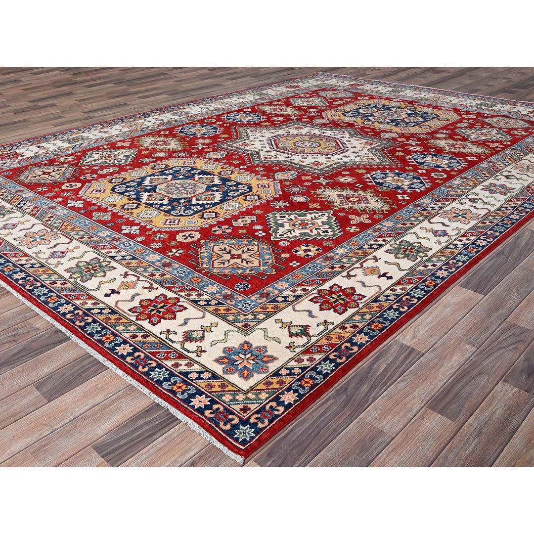 8'11" x 12'4" New Hand Knotted Red Wool Rectangle Oriental Rug - MOA10286801