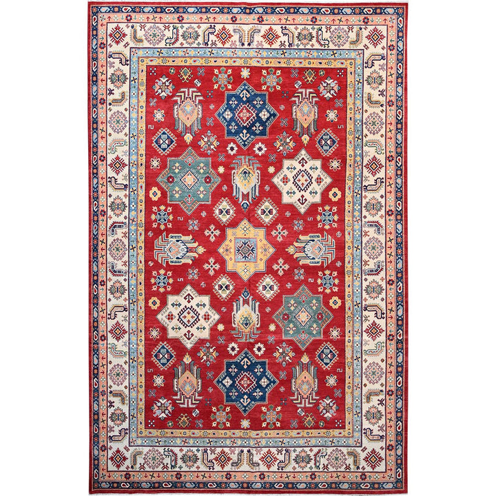 9'11" x 15'0" New Hand Knotted Red Wool Rectangle Oriental Rug - MOA10286803