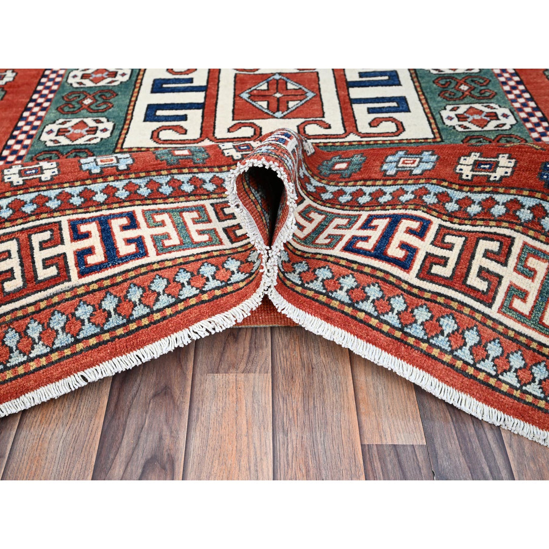 6'0" x 9'0" New Hand Knotted Red Wool Rectangle Oriental Rug - MOA10286806