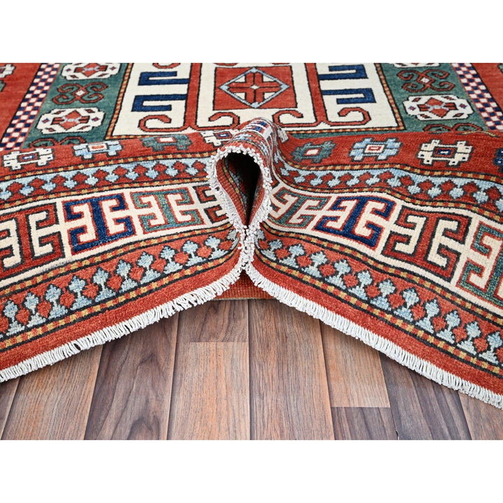 6'0" x 9'0" New Hand Knotted Red Wool Rectangle Oriental Rug - MOA10286806