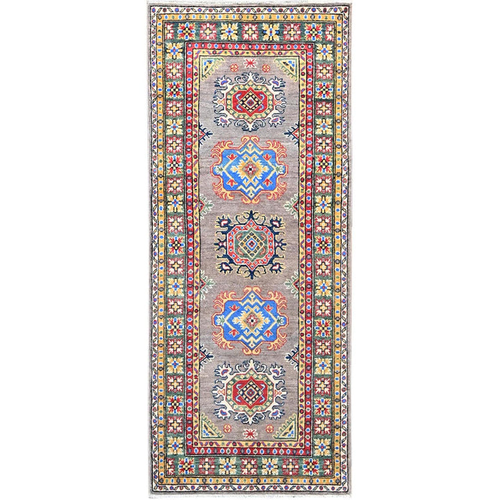 2'8" x 6'7" New Hand Knotted Grey Wool Runner Oriental Rug - MOA10286837