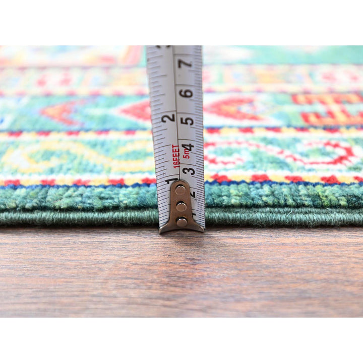 2'7" x 11'5" New Hand Knotted Green Wool Runner Oriental Rug - MOA10286862