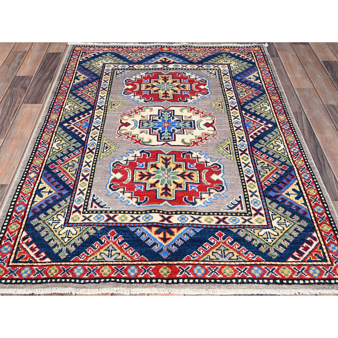 3'5" x 4'8" New Hand Knotted Grey Wool Rectangle Oriental Rug - MOA10286883