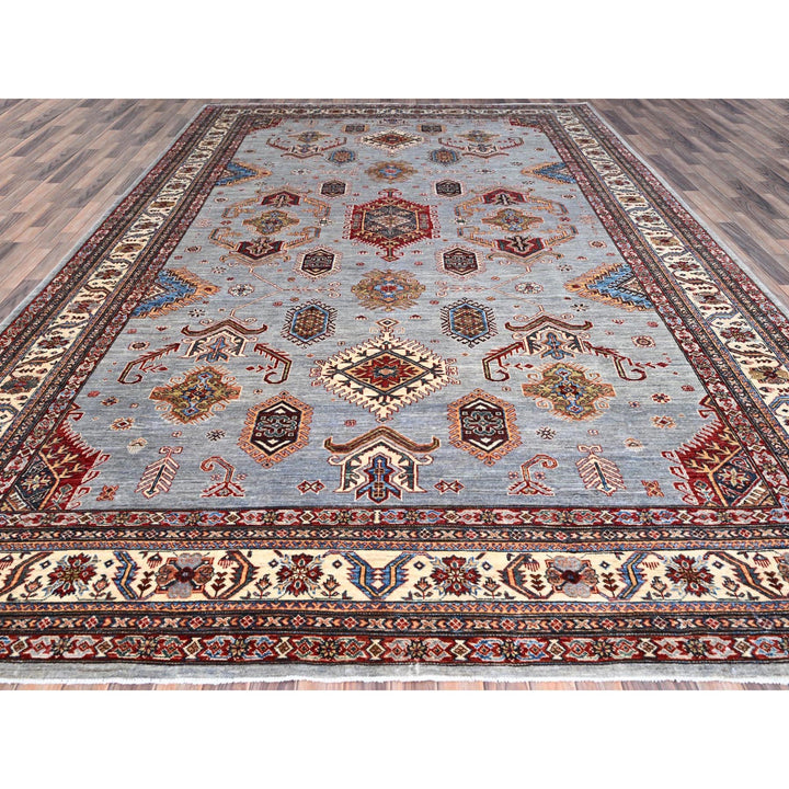 10'2" x 14'0" New Hand Knotted Grey Wool Rectangle Oriental Rug - MOA10286885