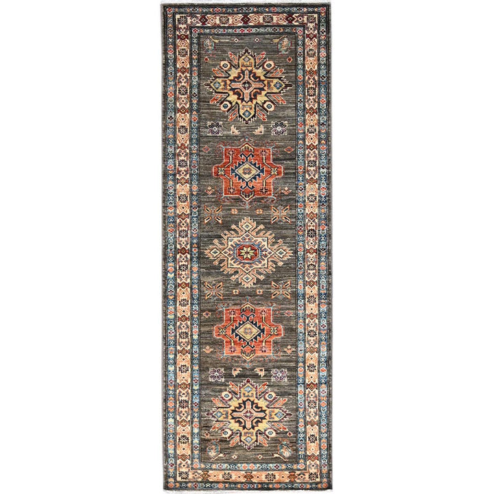 2'5" x 6'8" New Hand Knotted Grey Wool Runner Oriental Rug - MOA10286908