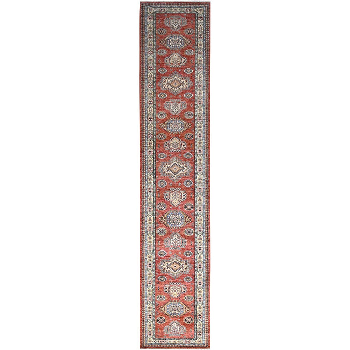 2'7" x 13'1" New Hand Knotted Red Wool Runner Oriental Rug - MOA10286912
