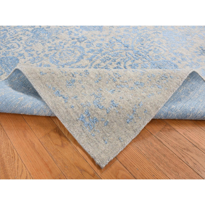5'10" x 8'9" New Hand Loomed Blue Wool & Silk Rectangle Oriental Rug - MOA10287019